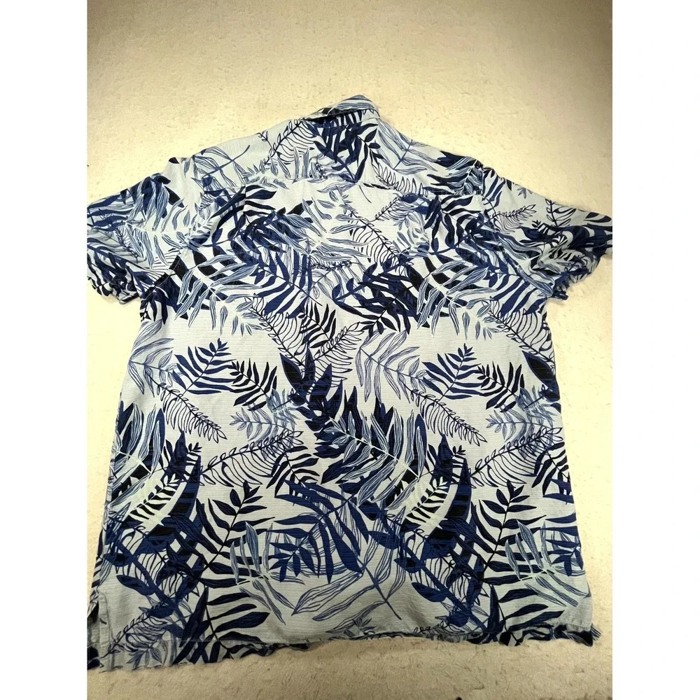 Y2K Tommy Bahama Shirt Mens XL Blue Tropical Hawaiian Camp Collar Button Up